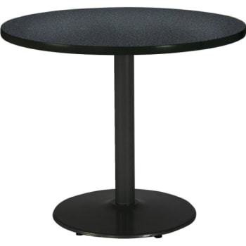 Kfi 36" Round Pedestal Table With Graphite Nebula Top, Round Black Base