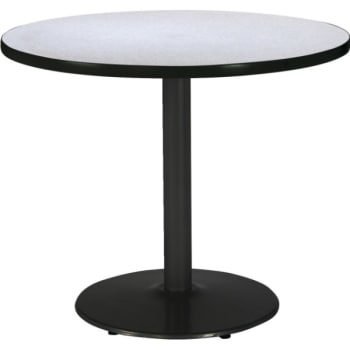Kfi 42" Round Pedestal Table With Grey Nebula Top, Round Black Base