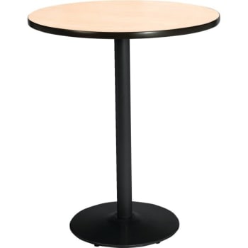Image for Kfi 30" Round Pedestal Table With Natural Top, Round Black Base, Bistro Height from HD Supply