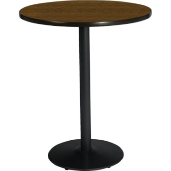Image for Kfi 36" Round Pedestal Table With Walnut Top, Round Black Base, Bistro Height from HD Supply
