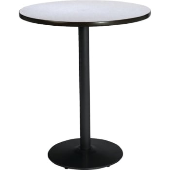 Kfi 30" Round Pedestal Table W/grey Nebula Top, Round Black Base, Bistro Height