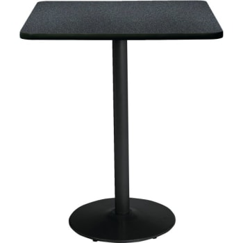 Kfi 42" Square Table With Graphite Nebula Top, Round Black Base, Bistro Height