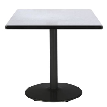 KFI 36" Square Pedestal Table With Grey Nebula Top, Round Black Base