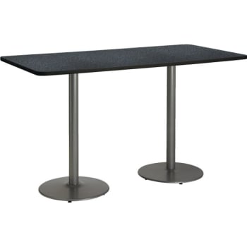 Kfi 30 X 72" Table With Graphite Nebula Top, Silver Base, Bistro Height
