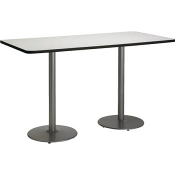 KFI 36 x 72" Square Table With Crisp Linen Top, Silver Base, Bistro Height