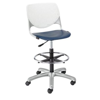 Image for Kfi Seating Kool Drafting Stool, White Back, Navy Seat from HD Supply