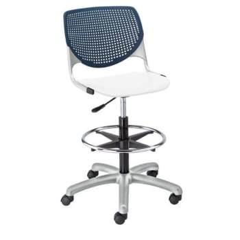 Image for Kfi Seating Kool Drafting Stool, Navy Back, White Seat from HD Supply