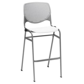 Kfi Seating Kool Stack Barstool, Light Grey Back, White Seat