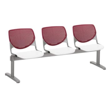 Image for Kfi Seating Kool 3-seat Reception Bench, Burgundy Backs, White Seats from HD Supply