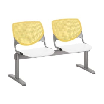 Image for Kfi Seating Kool 2-Seat Reception Bench, Yellow Backs, White Seats from HD Supply