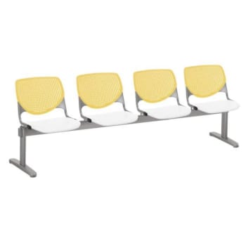 Image for Kfi Seating Kool 4-Seat Reception Bench, Yellow Backs, White Seats from HD Supply