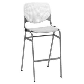 Kfi Seating Kool Stack Barstool, White Back, Light Grey Seat