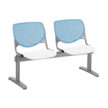Image for Kfi Seating Kool 2-Seat Reception Bench, Sky Blue Backs, White Seats from HD Supply