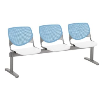 Image for Kfi Seating Kool 3-Seat Reception Bench, Sky Blue Backs, White Seats from HD Supply