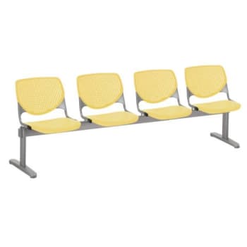 Kfi Seating Kool 4-Seat Reception Bench, Yellow Seats & Backs