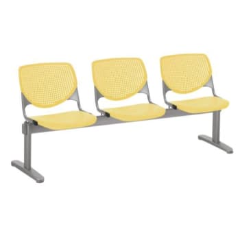 Kfi Seating Kool 3-Seat Reception Bench, Yellow Seats & Back