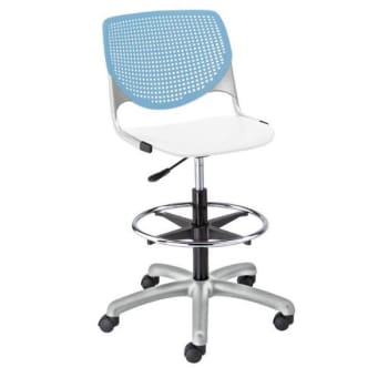 Image for Kfi Seating Kool Drafting Stool, Sky Blue Back, White Seat from HD Supply