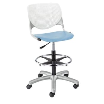 Image for Kfi Seating Kool Drafting Stool, White Back, Sky Blue Seat from HD Supply
