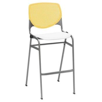 Kfi Seating Kool Stack Barstool, Yellow Back, White Seat