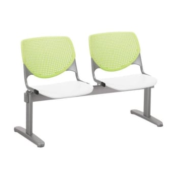 Kfi Seating Kool 2-seat Reception Bench, Lime Green Backs, White Seats