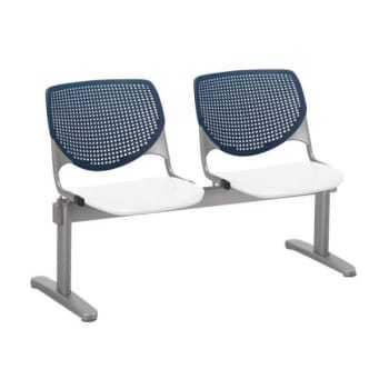 Image for Kfi Seating Kool 2-seat Reception Bench, Navy Backs, White Seats from HD Supply