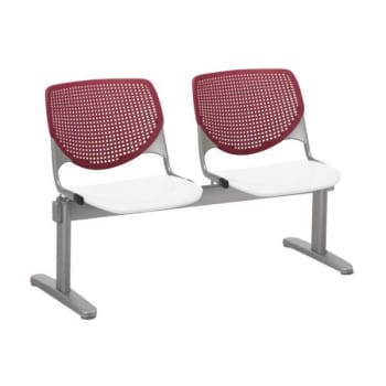 Image for Kfi Seating Kool 2-Seat Reception Bench, Burgundy Backs, White Seats from HD Supply