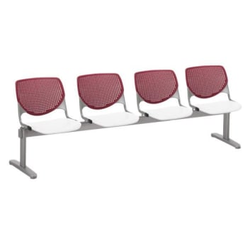 Image for Kfi Seating Kool 4-Seat Reception Bench, Burgundy Backs, White Seats from HD Supply