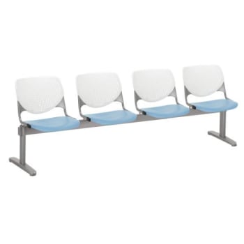 Kfi Seating Kool 4-Seat Reception Bench, White Backs, Sky Blue Seats