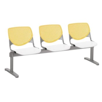 Image for Kfi Seating Kool 3-Seat Reception Bench, Yellow Backs, White Seats from HD Supply