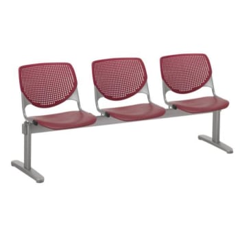 Image for Kfi Seating Kool 3-Seat Reception Bench, Burgundy Seats & Back from HD Supply