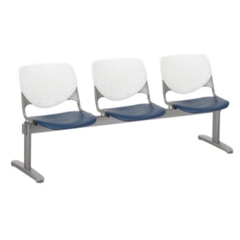 Kfi Seating Kool 3-seat Reception Bench, White Backs, Navy Seats