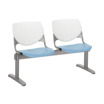 Image for Kfi Seating Kool 2-Seat Reception Bench, White Backs, Sky Blue Seats from HD Supply