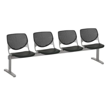 Kfi Seating Kool 4-Seat Reception Bench, Black Seats & Backs