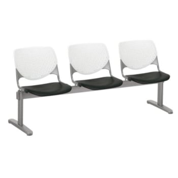 Kfi Seating Kool 3-Seat Reception Bench, White Backs, Black Seats