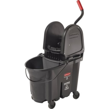 Rubbermaid 35 Quart Plastic Down-Press Mop Bucket (Black)