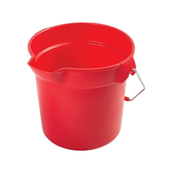 Rubbermaid Commercial 10 Quart Plastic Mop Bucket Round W/ Spout (12-Pack) (Red)