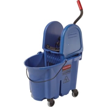 Image for Rubbermaid 35 Quart Plastic Mop Bucket w/ Down-Press Wringer (Blue) from HD Supply