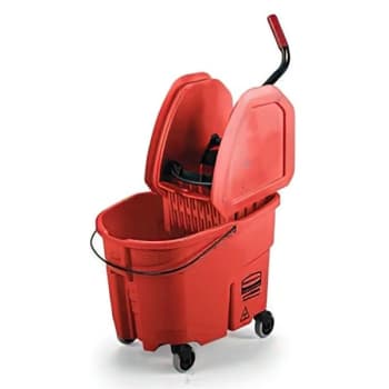 Rubbermaid 35 Quart Plastic Mop Bucket w/ Down-Press Wringer (Red)