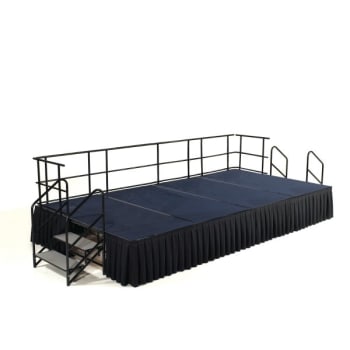 National Public Seating® 8 X 16' Stage Package, 24"h, Blue Carpet, Black Skirt