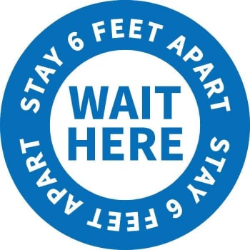 Image for HD Supply 24 in Round "Wait Here" Floor Decal w/ Anti-Slip Finish (Blue) (5-Pack) from HD Supply