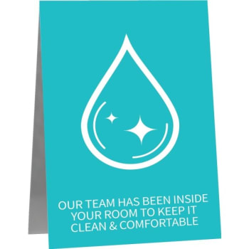 Image for In-Room Sanitation Tent Card, Teal, 4" X 6", Package Of 100 from HD Supply