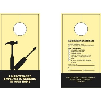 Image for HD Supply 4 x 7 "  "Sanitized Workspace" Maintenance Door Tags (100-Pack) from HD Supply