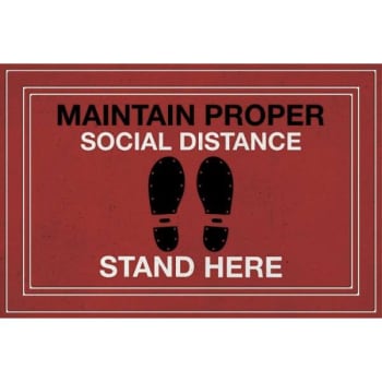Image for Apache Mills Fashionables Deluxe "Maintain Social Distance" Floor Mat (Red) from HD Supply