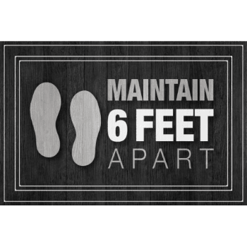 Apache Mills Fashionables Deluxe "Maintain 6 Feet Apart" Floor Mat (Gray/Black)
