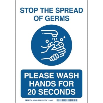 Image for Brady® "please Wash Hands For 20 Seconds" Polystyrene Sign, 10" X 7" from HD Supply