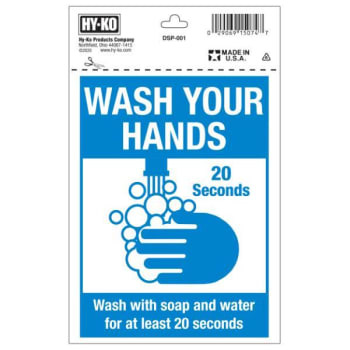 Image for HY-KO "Wash Your Hands" Sign 5" X 7", Package Of 10 from HD Supply