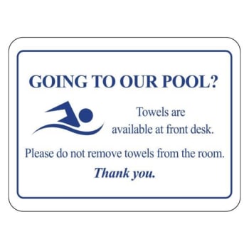 Image for Hy-Ko Going To The Pool? Towels At Desk Sign, Package Of 50 from HD Supply