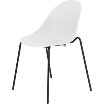 Motel 6 Dining Chair With White Poly Shell And Black Steel Frame, Case Of 4