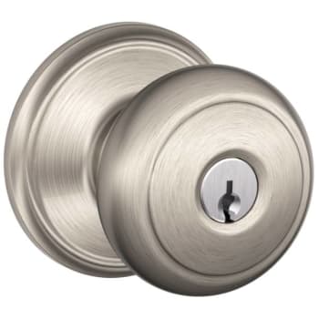 Schlage Residential F Ser Ent No Hand Satin Nickel Clear Finish Andover Knob