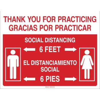 Image for Brady® Practice Social Distancing Eng/Span Sign 10x14 Aluminum from HD Supply